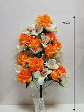 Cargar imagen en el visor de la galería, Ramo de Flores rosas + Orquídeas Artificiales Cementerio Mesa Decoración Boda