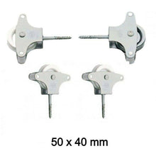 Cargar imagen en el visor de la galería, Polea para tendedero hierro 50x40 mm y 40x40 mm, 2 pcs con tornillo plástico