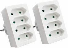 Cargar imagen en el visor de la galería, Pack 2 Adaptadores de regleta,enchufe 2,3,4 Tomas plano 2300W, 10A/250V