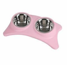 Cargar imagen en el visor de la galería, Comedero de 2 cuencos acero innoxidable extraíble para mascota perro gato