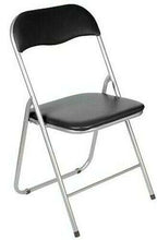 Cargar imagen en el visor de la galería, Silla Plegable Negro PVC Asiento Acolchado