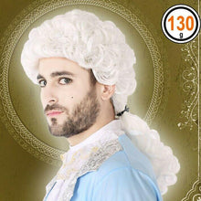 Cargar imagen en el visor de la galería, Peluca Tirabuzones Blanco Con Coleta Para Disfraz de Época Carnaval Accesorio