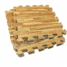 Cargar imagen en el visor de la galería, Esterilla baldosa Puzzle de Fitness color madera, Suelo de Gimnasio Goma eva