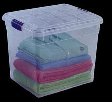 Cargar imagen en el visor de la galería, Caja Plástico de almacenamiento, TRANSPARENTE, 35 Litros, sin ruedas