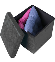 Cargar imagen en el visor de la galería, Púff Taburete de Almacenamiento Plegable Asiento de Almacenaje Cubo Otomano Reposapié