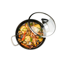 Cargar imagen en el visor de la galería, Cacerola baja Con Tapa Cristal Inducción Cazuela Cocina Piedra Black Todo Tipo Fuego