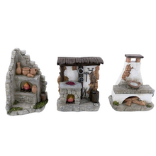 Cargar imagen en el visor de la galería, Casa Belen Horno Con Luz LED Intermitente belén 3 Modelos Pesebre Figuras Para Decoracion de Navidad 11x11x13 cm