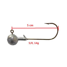 Cargar imagen en el visor de la galería, 20 Unds Anzuelos plomados varias medidas para montar Señuelos de Vinilo spinning