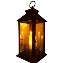 Cargar imagen en el visor de la galería, Candelabro de Navidad FAROL CON 3 VELAS LED ESPECIAL NAVIDAD 30,5X14CM NEGRO DECORACION HOGAR CASA