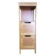 Cargar imagen en el visor de la galería, TENDANCE Mahe Mueble Columna de Baño Armario Cajonera Bambú 2 Cajones DM Plus 1 Estante