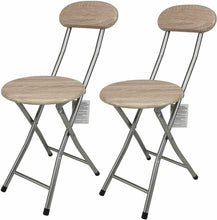 Cargar imagen en el visor de la galería, 2 X Silla Metal Plegable Base Y Respaldo Madera | diámetro 30cm x Alto 73cm