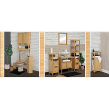 Cargar imagen en el visor de la galería, Mueble de bambú con cesto para ropa sucia.