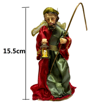 Cargar imagen en el visor de la galería, Nacimiento tela 9 piezas figurad natividad resina para pesebre de Navidad belen