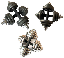 Cargar imagen en el visor de la galería, Set de Mancuernas de metal 15/ 20/ 30kg con Barra y Discos Ajustable Casa Gimnas