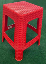 Cargar imagen en el visor de la galería, Taburete Silla de plástico Estilo Rattan vario colores, Banco Asiento Cuadrado, Muebles de exterior Sillas de jardín