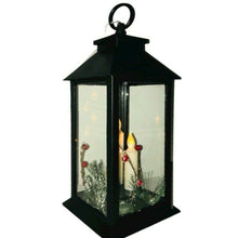 Cargar imagen en el visor de la galería, Candelabro de Navidad FAROL CON 3 VELAS LED ESPECIAL NAVIDAD 30,5X14CM NEGRO DECORACION HOGAR CASA