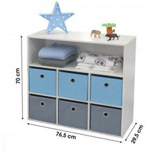 Cargar imagen en el visor de la galería, Mueble de 6 cestas de almacenamiento madera blanca, Multicolor, 70 x 76,2 x 30 cm