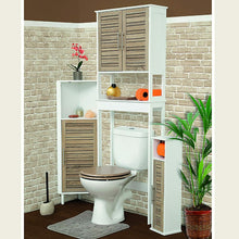 Cargar imagen en el visor de la galería, Mueble Armario de Baño sobre Inodoro Alto para Baño 2 Puertas+1 Balda Interior Madera Roble-Blanco 63x23x179cm, Mueble Sanitario - Stockholm