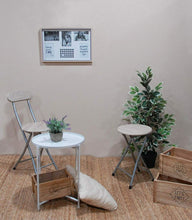 Cargar imagen en el visor de la galería, 2 X Silla Metal Plegable Base Y Respaldo Madera | diámetro 30cm x Alto 73cm