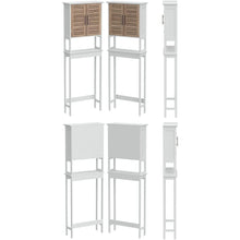Cargar imagen en el visor de la galería, Mueble Armario de Baño sobre Inodoro Alto para Baño 2 Puertas+1 Balda Interior Madera Roble-Blanco 63x23x179cm, Mueble Sanitario - Stockholm