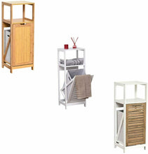 Cargar imagen en el visor de la galería, Mueble de Baño Armario con Cesto Extraíble Para Ropas Sucias, 2 Estantes para Toallas, Mueble con cesto, Mueble de Lavabo