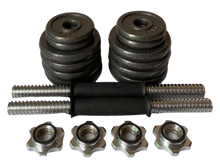 Cargar imagen en el visor de la galería, Set de Mancuernas de metal 15/ 20/ 30kg con Barra y Discos Ajustable Casa Gimnas