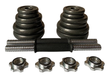 Cargar imagen en el visor de la galería, Set de Mancuernas de metal 15/ 20/ 30kg con Barra y Discos Ajustable Casa Gimnas