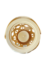 Cargar imagen en el visor de la galería, Farol rattan para exterior terraza jardín, crema, con forma de vela, led luz