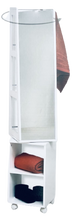 Cargar imagen en el visor de la galería, Mueble de Baño Columna Armario Giratorio Con Ruedas con Espejo 3 Conpartimentos 2 Estantes, Armario de Lavabo