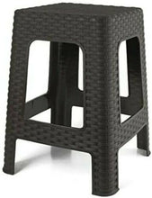 Cargar imagen en el visor de la galería, Taburete Silla de plástico Estilo Rattan vario colores, Banco Asiento Cuadrado, Muebles de exterior Sillas de jardín