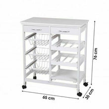 Cargar imagen en el visor de la galería, Mueble de Cocina Carro verdulero frutero, 3 cestos, 1 baldas, 2 botellero , 2 cajones, Mueble Para Cocina