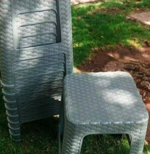 Cargar imagen en el visor de la galería, Taburete Silla de plástico Estilo Rattan vario colores, Banco Asiento Cuadrado, Muebles de exterior Sillas de jardín