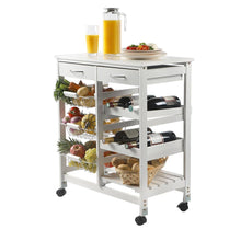 Cargar imagen en el visor de la galería, Mueble de Cocina Carro verdulero frutero, 3 cestos, 1 baldas, 2 botellero , 2 cajones, Mueble Para Cocina