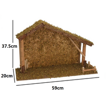 Cargar imagen en el visor de la galería, Casa Portal Madera con musgo  para belén de un Nacimiento navidad diseño realista
