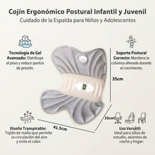 Cargar imagen en el visor de la galería, Cojin Ergonomico Infantil y Juvenil para Silla de Estudio - Corrector de Postura de Espalda y Coxis, Diseño Mariposa Antideslizante, Ideal para Niños y Estudiantes (Gris/Rosa)
