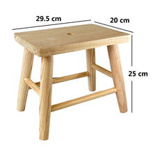 Cargar imagen en el visor de la galería, Taburete Rectangulo con Patas Redondas de Madera Natural, Banco Pequeño Banqueta Silla 20 x 29.5 x
