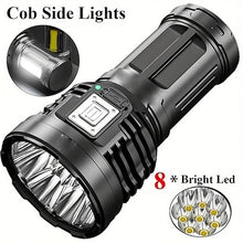 Cargar imagen en el visor de la galería, Linterna Recargable 8 LED De Alta Potencia 5W 350 LM 4 Modos con Luz Lateral COB - Maxia Market
