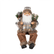 Cargar imagen en el visor de la galería, Papá Noel Sentado 45cm con Linterna, Gafas y Saco de Regalos - Figura Decorativa Navideña, Adorno de Navidad para Hogar, Chimenea o Estantería
