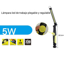 Cargar imagen en el visor de la galería, Luz Led de trabajo Plegable y regulable, recargable por USB, magnética, giratoria 360°, máx. 5 W, 230 lm Maxia Market
