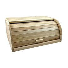 Cargar imagen en el visor de la galería, Panera de Madera Natural con Tapa Enrollable, Panera o Recipiente de Comida Seca para Almacenamiento de Cocina
