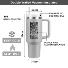 Cargar imagen en el visor de la galería, Taza Termo de Viaje 1.2L de Acero Inoxidable con Asa y Pajita | Vaso Térmico Doble Pared para Coche | Mantiene Frío y Caliente
