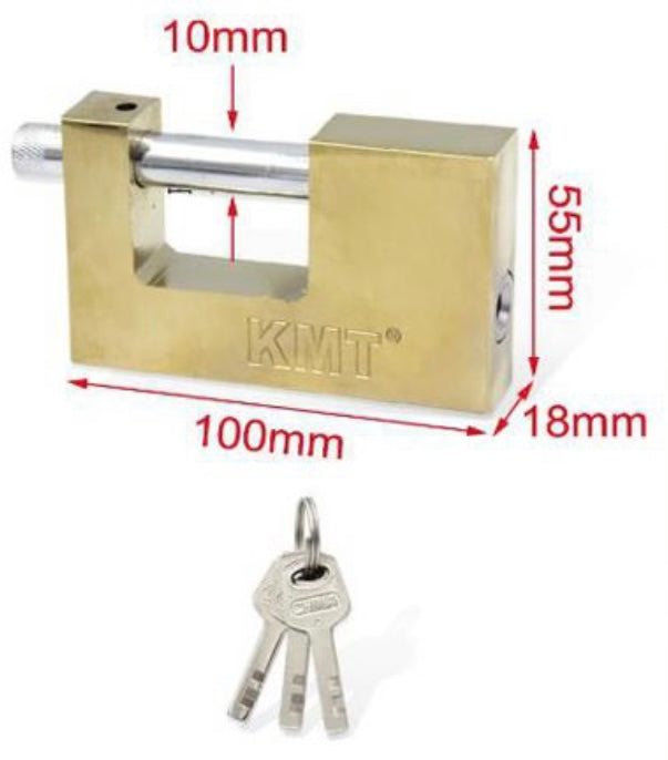 Candado de seguridad rectangular de hierro con bayoneta 100mm plateado antirrobo