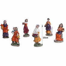 Cargar imagen en el visor de la galería, Set de 6 Figuras de Campesinas para Belén de Navidad en Resina – Figuras Decorativas Tradicionales de 13 cm para Portal de Belén y Dioramas
