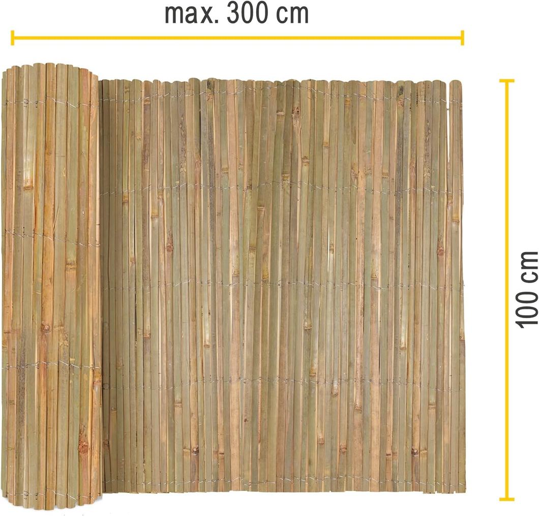 Valla de Protección Bambú Natural Ocultación y Protección – Visual y Viento de Caña Balcones Terrazas y Jardín – Robusto Biombo de Bambú Resistente a la Intemperie