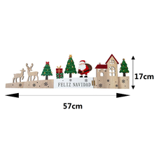 Cargar imagen en el visor de la galería, Surtido de Adornos Navideños de Madera Plegables con Diseño de Pueblo, Reno y Mensaje "Feliz Navidad" - Decoración de Mesa Estilo Nórdico (57x17 cm, Pack de 2 Modelos Surtidos)
