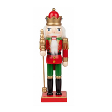 Cargar imagen en el visor de la galería, Set de 2 Soldaditos Cascanueces de Madera Rojo y Verde - Adorno Navideño Tradicional de 20x7x6 cm
