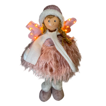 Cargar imagen en el visor de la galería, Figura de Ángel Rosa  con Alas Iluminacion 14 Luces de  LED para Decoracion de Navidad
