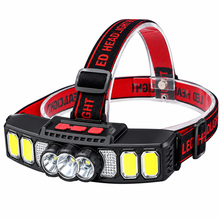 Cargar imagen en el visor de la galería, Linterna de cabeze frontal led recargables USB-C – 2 Modelos A/B – 5/6 Modos – Ajustable – IPX4 gran luminosidad e iluminacion para campo, camping al aire libre, escalada de montaña y minería y reparación de automóviles
