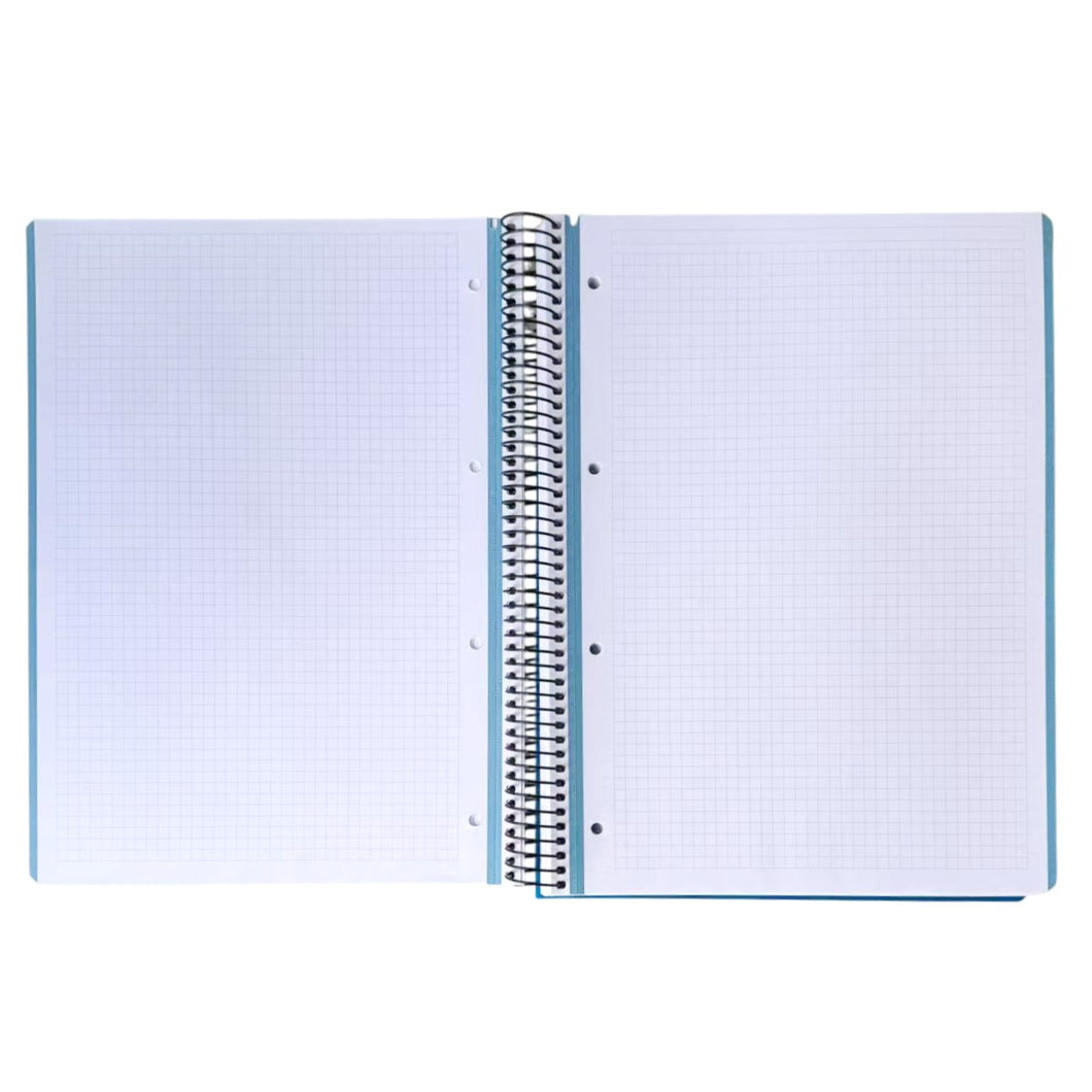 Cuadernos A4+ 23,1 x 29,5 cm, 160 Hojas, Cuadrícula 5x5 mm, Espiral y Tapa Plástica