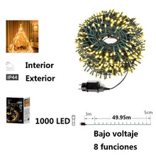 Cargar imagen en el visor de la galería, Guirnalda de Luces LED para Navidad de cable Verde - 8 funciones; Ideal para decorar árboles tanto en interiores como exteriores
